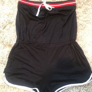 Black Strapless Short Romper